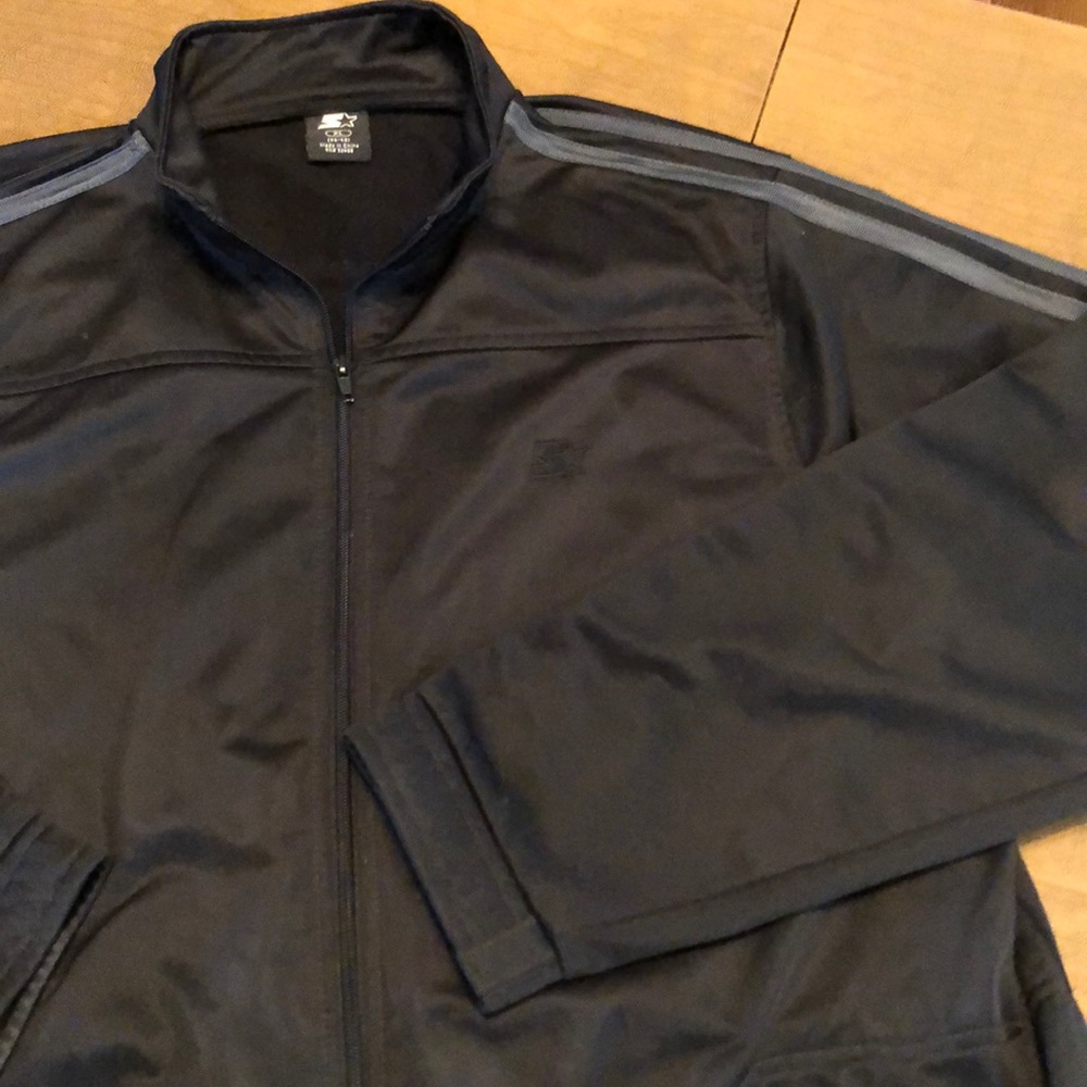 Black And Gray Polyester Starter Jacket Size Xl - image 2